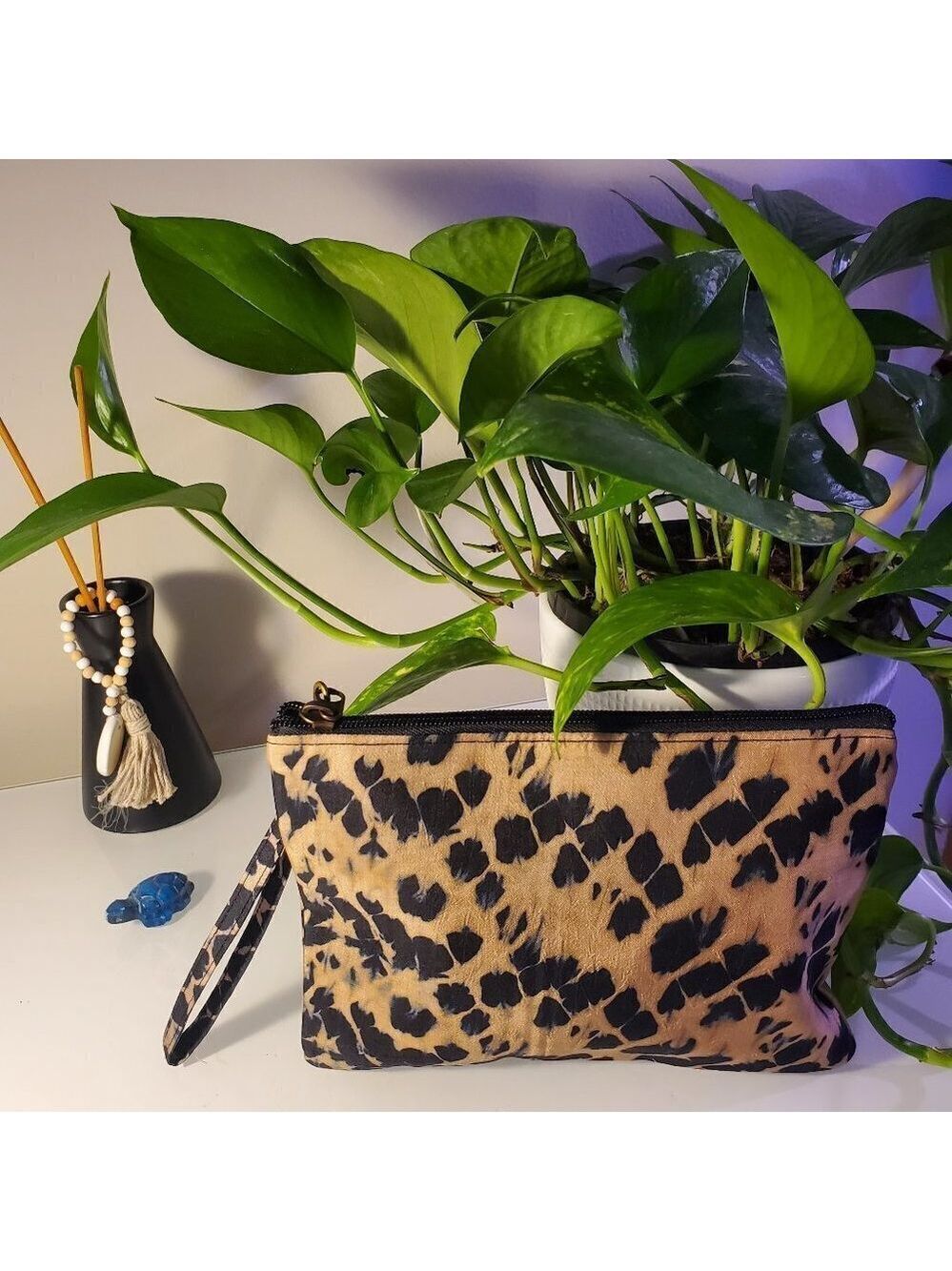 FAIR TRADE New 100% Silk Animal Print Wristlet | Cosmetic Bag | Handmade NWOT
